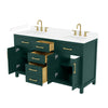 Custom image for Green with Brushed Gold Trim / White Cultured Marble / No Mirror