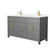 Custom image for Dark Gray with Brushed Gold Trim / Carrara Cultured Marble / No Mirror
