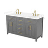 Custom image for Dark Gray with Brushed Gold Trim / White Cultured Marble / No Mirror
