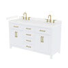 Custom image for White with Brushed Gold Trim / Carrara Cultured Marble / No Mirror