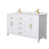 Custom image for White with Brushed Gold Trim / White Cultured Marble / No Mirror