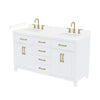 Custom image for White with Brushed Gold Trim / White Cultured Marble / No Mirror