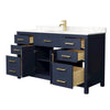 Custom image for Dark Blue with Brushed Gold Trim / Carrara Cultured Marble / No Mirror
