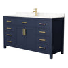 Custom image for Dark Blue with Brushed Gold Trim / Carrara Cultured Marble / No Mirror