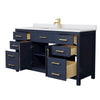 Custom image for Dark Blue with Brushed Gold Trim / White Cultured Marble / No Mirror