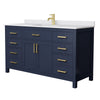 Custom image for Dark Blue with Brushed Gold Trim / White Cultured Marble / No Mirror