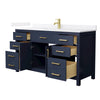 Custom image for Dark Blue with Brushed Gold Trim / White Quartz / No Mirror