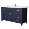Custom image for Dark Blue with Brushed Nickel Trim / White Cultured Marble / No Mirror