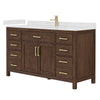 Custom image for Dark Walnut with Brushed Gold Trim / Carrara Cultured Marble / No Mirror