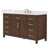 Custom image for Dark Walnut with Brushed Gold Trim / Carrara Cultured Marble / No Mirror