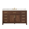 Custom image for Dark Walnut with Brushed Gold Trim / White Cultured Marble / No Mirror