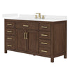 Custom image for Dark Walnut with Brushed Gold Trim / White Cultured Marble / No Mirror