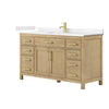 Custom image for Whitewashed Oak with Brushed Gold Trim / Carrara Cultured Marble / No Mirror