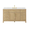 Custom image for Whitewashed Oak with Brushed Gold Trim / Carrara Cultured Marble / No Mirror