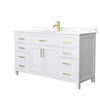 Custom image for White with Brushed Gold Trim / Carrara Cultured Marble / No Mirror