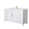 Custom image for White with Brushed Gold Trim / White Cultured Marble / No Mirror