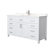 Custom image for White with Brushed Nickel Trim / Carrara Cultured Marble / No Mirror