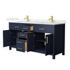Custom image for Dark Blue with Brushed Gold Trim / Giotto Quartz / No Mirror