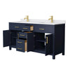 Custom image for Dark Blue with Brushed Gold Trim / White Cultured Marble / No Mirror