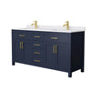 Custom image for Dark Blue with Brushed Gold Trim / White Cultured Marble / No Mirror