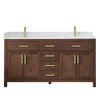 Custom image for Dark Walnut with Brushed Gold Trim / Carrara Cultured Marble / No Mirror
