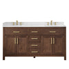 Custom image for Dark Walnut with Brushed Gold Trim / Carrara Cultured Marble / No Mirror