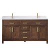 Custom image for Dark Walnut with Brushed Gold Trim / White Cultured Marble / No Mirror