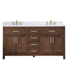 Custom image for Dark Walnut with Brushed Gold Trim / White Cultured Marble / No Mirror
