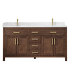 Custom image for Dark Walnut with Brushed Gold Trim / White Quartz / No Mirror