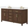 Custom image for Dark Walnut with Brushed Gold Trim / White Quartz / No Mirror