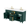 Custom image for Green with Brushed Gold Trim / Carrara Cultured Marble / No Mirror
