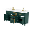 Custom image for Green with Brushed Gold Trim / White Cultured Marble / No Mirror