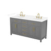 Custom image for Dark Gray with Brushed Gold Trim / White Cultured Marble / No Mirror