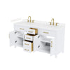 Custom image for White with Brushed Gold Trim / Carrara Cultured Marble / No Mirror