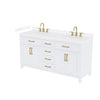 Custom image for White with Brushed Gold Trim / Carrara Cultured Marble / No Mirror