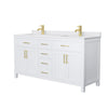 Custom image for White with Brushed Gold Trim / White Cultured Marble / No Mirror
