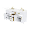 Custom image for White with Brushed Gold Trim / White Cultured Marble / No Mirror