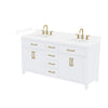 Custom image for White with Brushed Gold Trim / White Cultured Marble / No Mirror