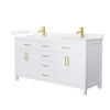 Custom image for White with Brushed Gold Trim / White Quartz / No Mirror
