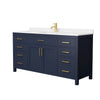 Custom image for Dark Blue with Brushed Gold Trim / Carrara Cultured Marble / No Mirror