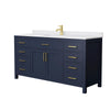 Custom image for Dark Blue with Brushed Gold Trim / White Cultured Marble / No Mirror