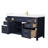 Custom image for Dark Blue with Brushed Gold Trim / White Quartz / No Mirror