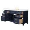 Custom image for Dark Blue with Brushed Gold Trim / White Quartz / No Mirror