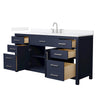 Custom image for Dark Blue with Brushed Nickel Trim / White Quartz / No Mirror