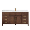 Custom image for Dark Walnut with Brushed Gold Trim / Carrara Cultured Marble / No Mirror
