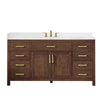 Custom image for Dark Walnut with Brushed Gold Trim / Giotto Quartz / No Mirror