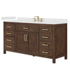 Custom image for Dark Walnut with Brushed Gold Trim / Giotto Quartz / No Mirror