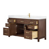 Custom image for Dark Walnut with Brushed Gold Trim / White Cultured Marble / No Mirror