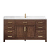 Custom image for Dark Walnut with Brushed Gold Trim / White Quartz / No Mirror