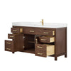 Custom image for Dark Walnut with Brushed Gold Trim / White Quartz / No Mirror